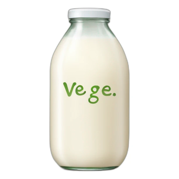 buttle of milk with text "vege" sticker