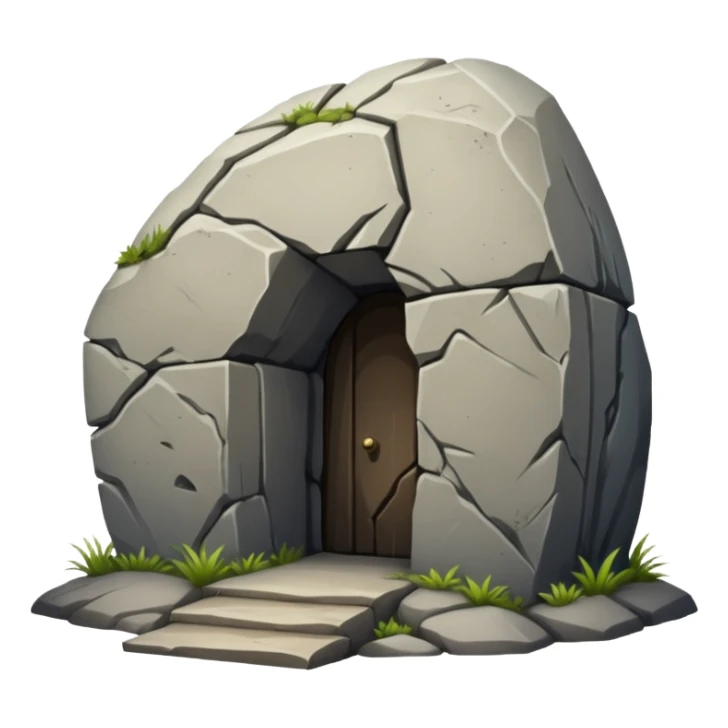 A boulder sealing the entrance to a tomb sticker