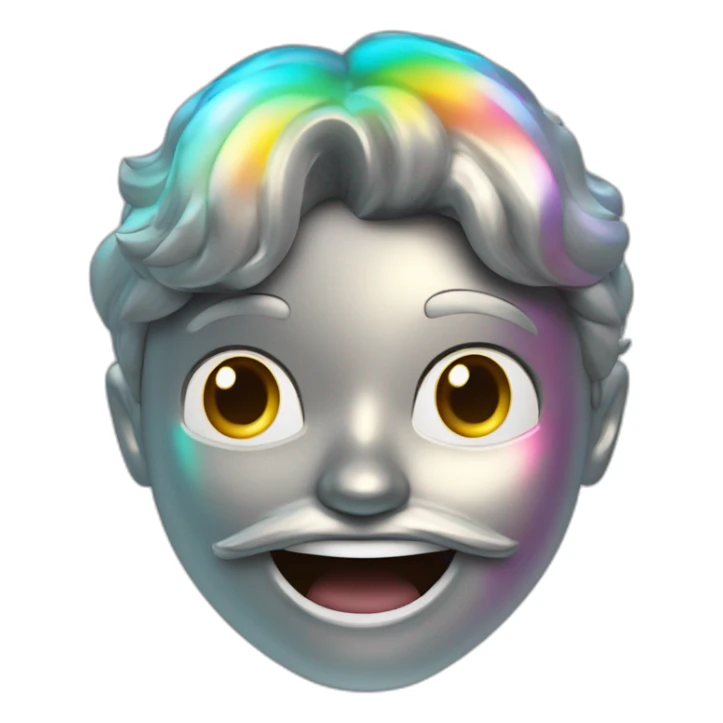 cara feliz cromo metalico efecto holografico sticker