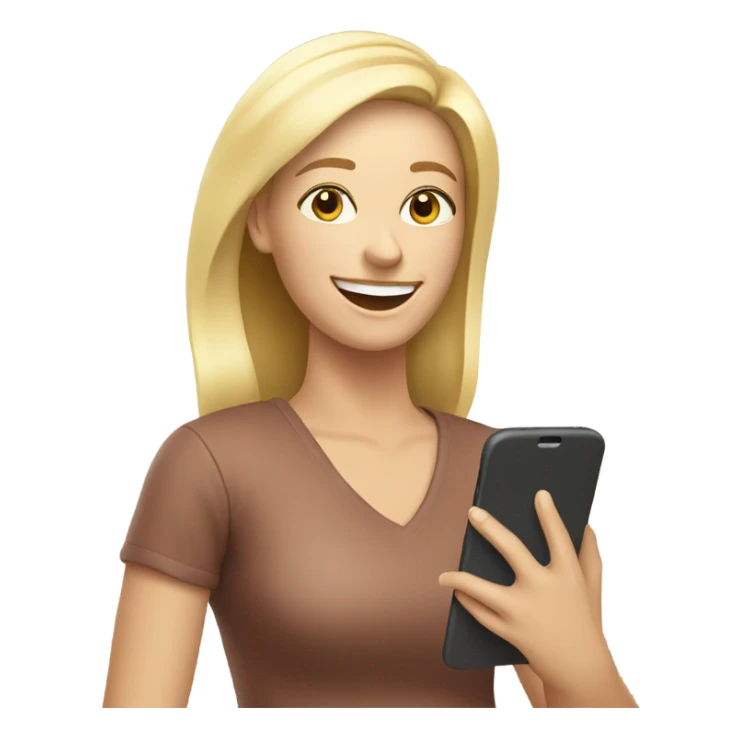 blondie woman happy with a smartphone on hands sticker