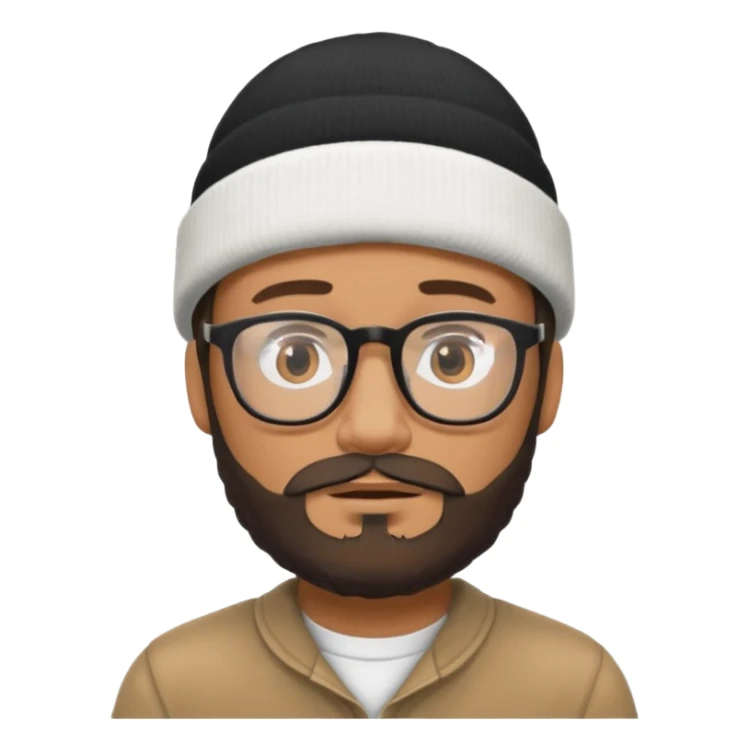 Quiero la cara mía con gafas y barba y un gorro blanco con cinta negra sticker
