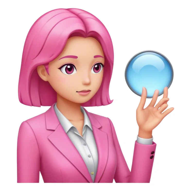 women in pink suit looking into filed glass sticker