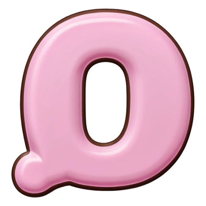 “Single pink bubble letter c, white outline, bottom dipped in chocolate with pink frosting drizzle, kawaii style, glossy, soft shading, clean outline, transparent background, Discord emoji size” sticker