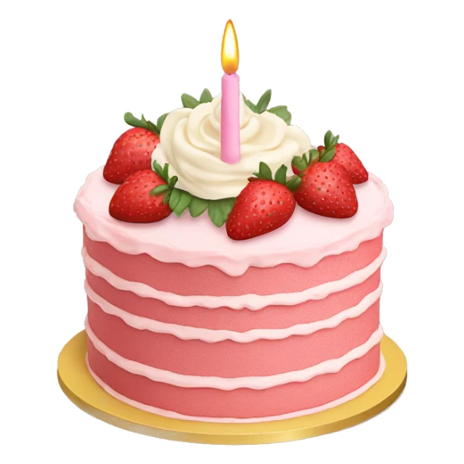 Light Pink strawberries and cream birthday cake  sticker