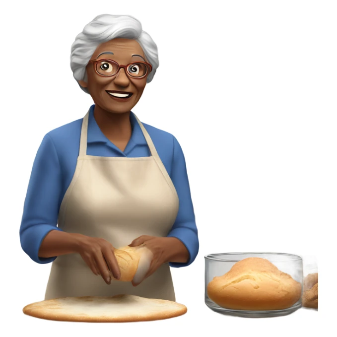 Create a 3d hyper realistic photo of a senior woman baking  sticker