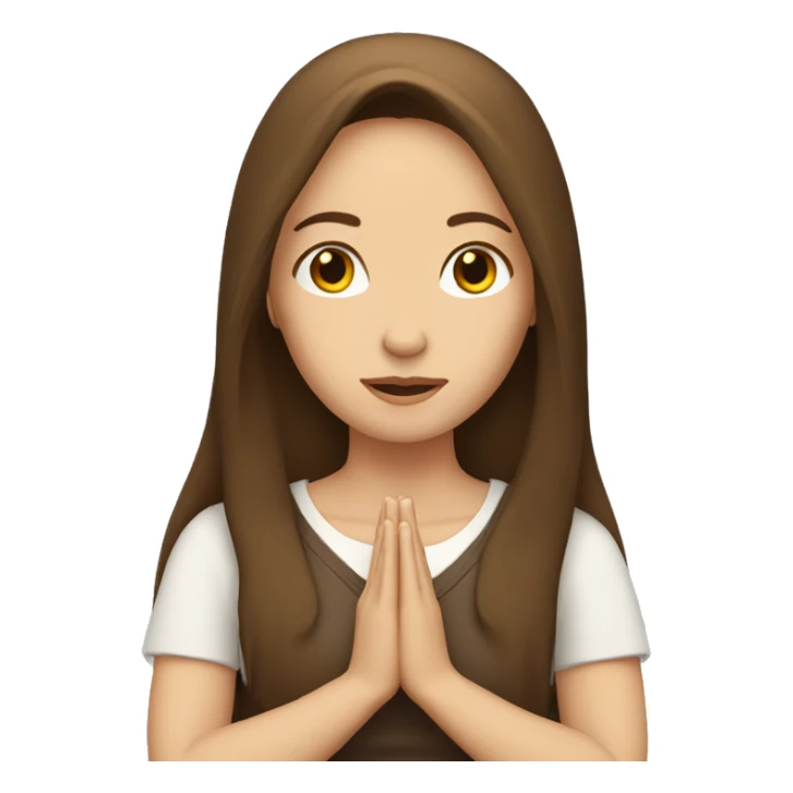 White woman with long brown hair praying sticker