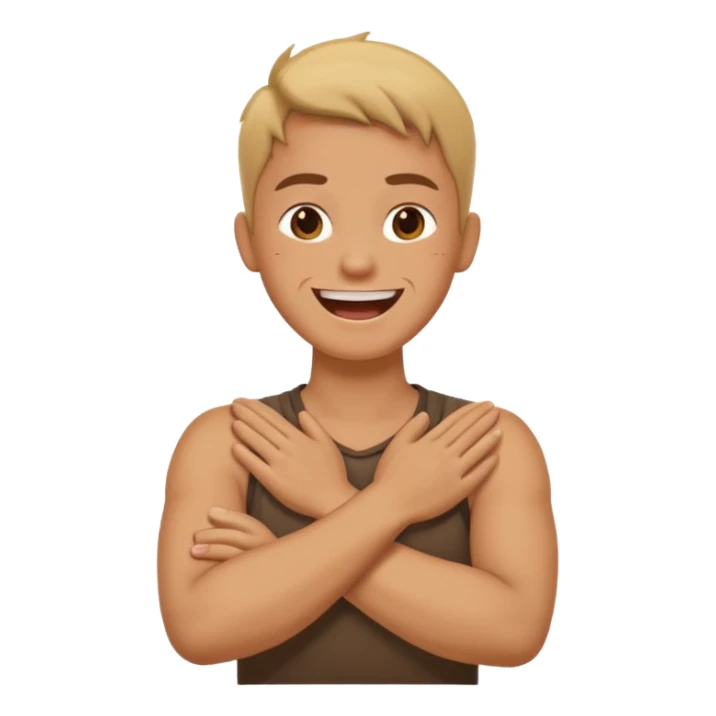 crossed arms holding neck mad laughing sticker