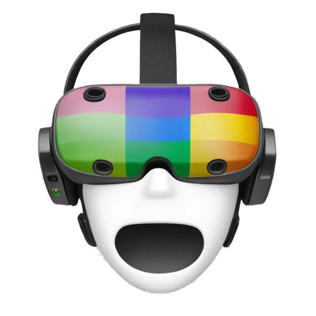 A VR headset with white background and pride flag colors, vr headset only sticker