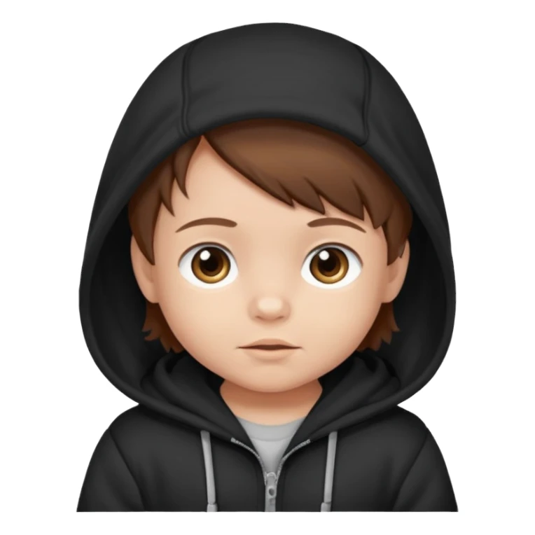 baby with brown hair and black hoodie sticker