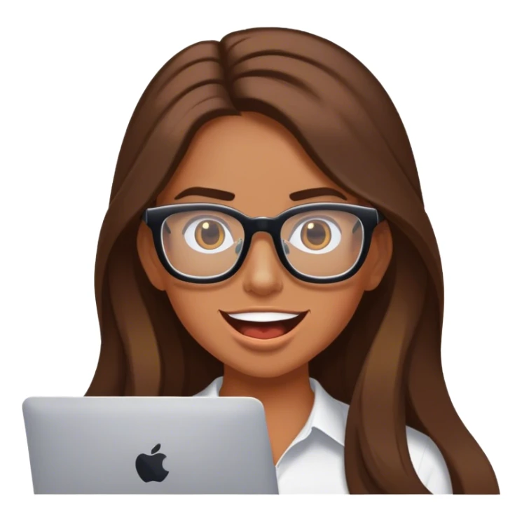 Andi Deeluxe mit langen braunen Haaren, Computerbrille, braun gebrannte Haut, großer Mund sticker