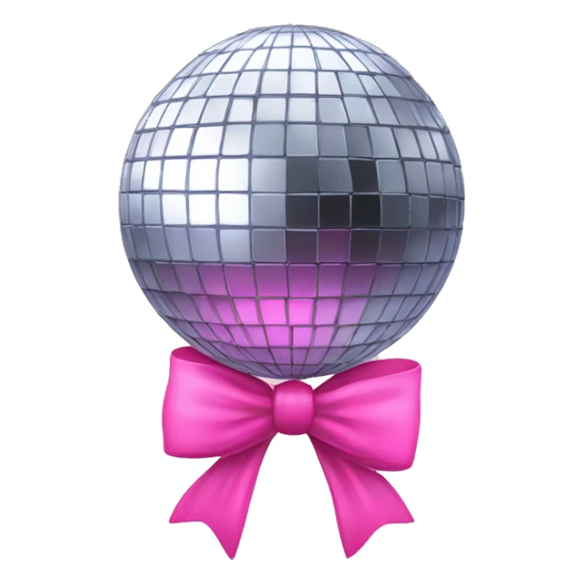 A disco ball with a pink bow on top  sticker