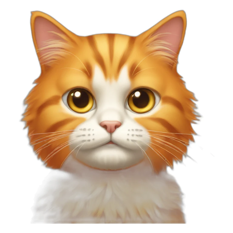orange hairy cat with grumpy but baby face and long tail sticker