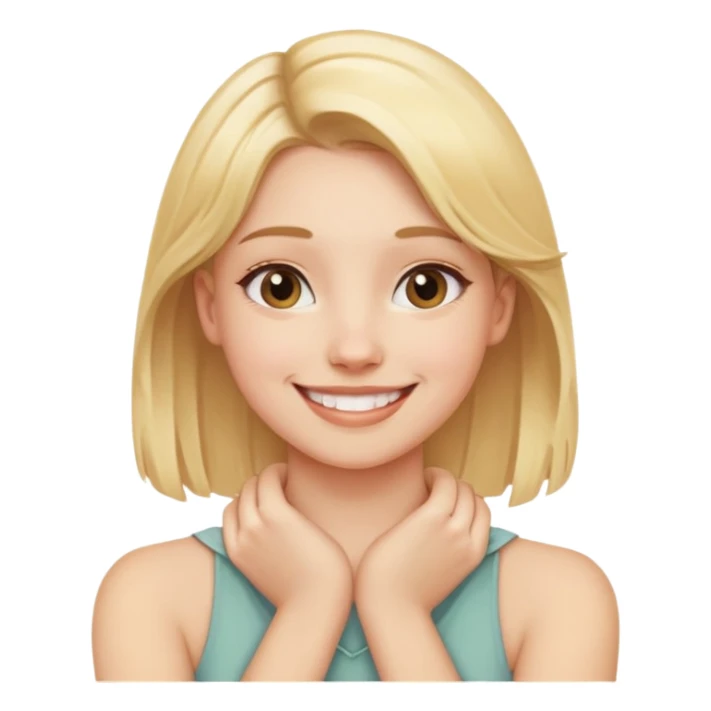 smiling girl with hands around neck sticker