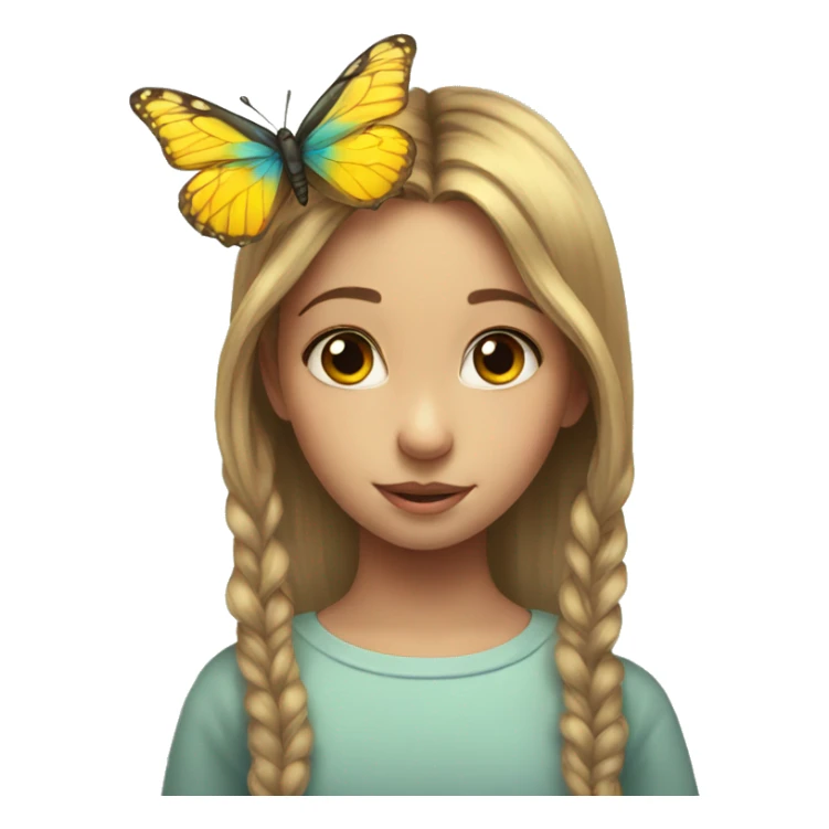 A butterfly on a girls head sticker