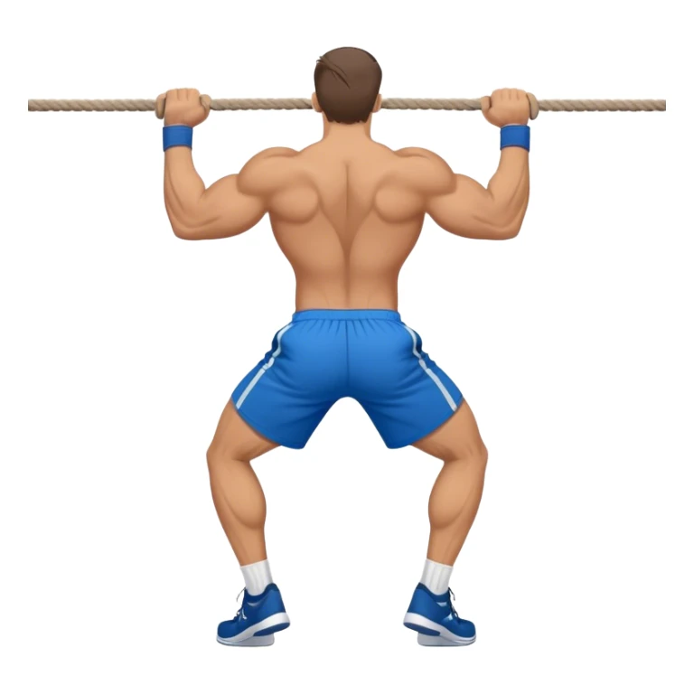 back view of buff man with blue shorts doing cable-rope-face-pulls exercise sticker