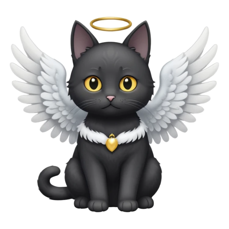 a black cat with white angel wings sticker
