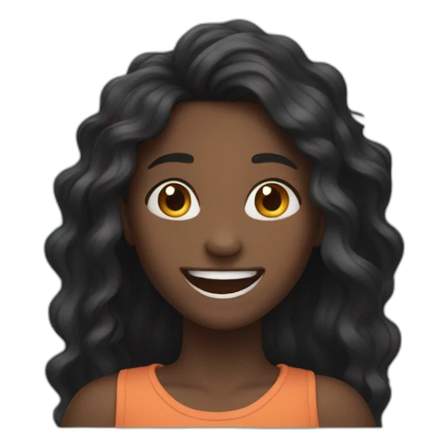 Young half black girl with wick long hair laughing  sticker