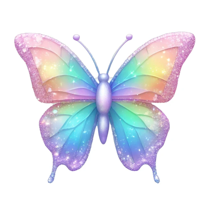 Sparkly Pastel rainbow-gradient iridescent crystal butterfly sticker