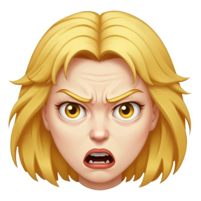 angry woman with weird golden hair sticker