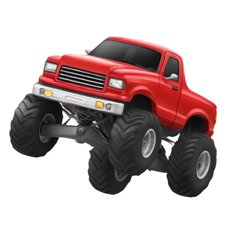 RED Monster truck FLYING THROUGH THE AIR.  sticker