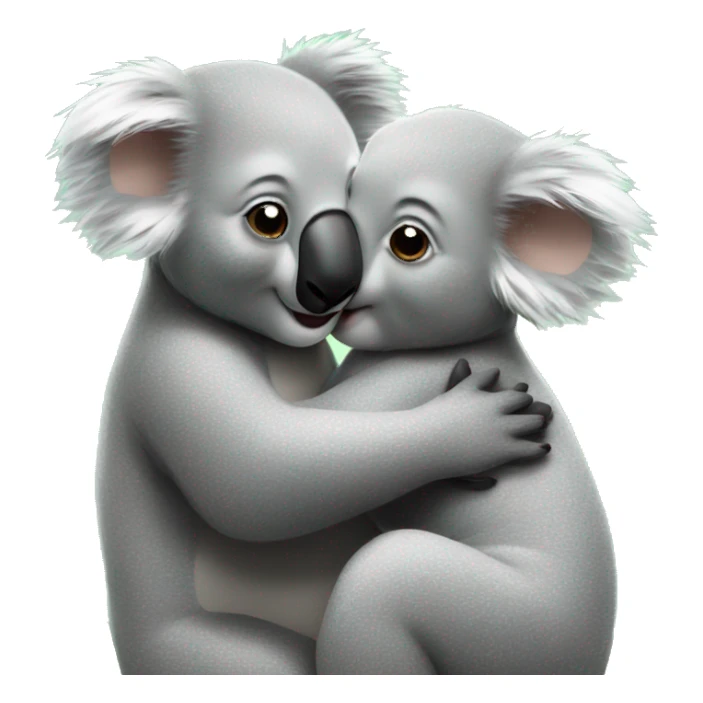 a male koala bear kissing a female koala bear sticker