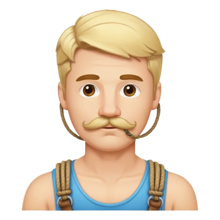 Blond guy with a mustache and chin hair in a rope harness  sticker