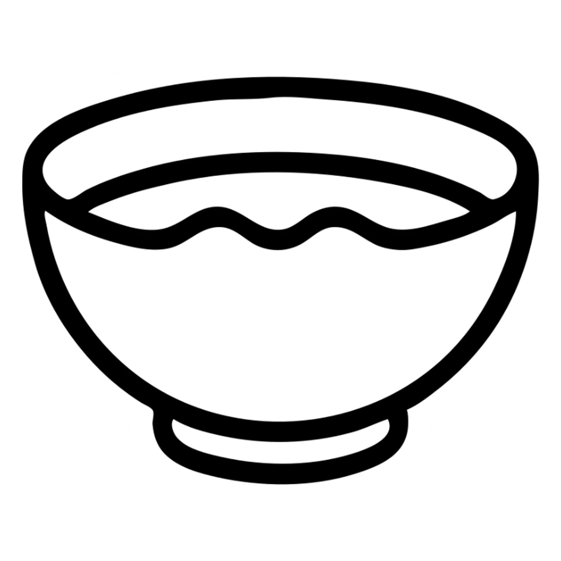 simple bowl with brown liquid, no face, no expression, no cartoon features, outlined icon style sticker