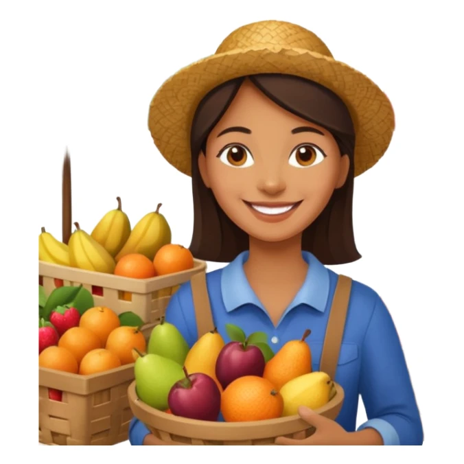 Shopper with fruit basket,Farmers’ Market, background Fruit, market. sticker