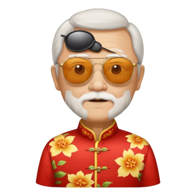 cheongsam ancient old man with sunglasses sticker