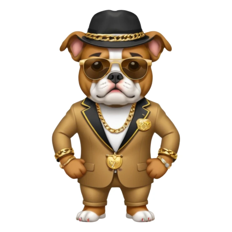 Bulldog in pimp outfit sticker