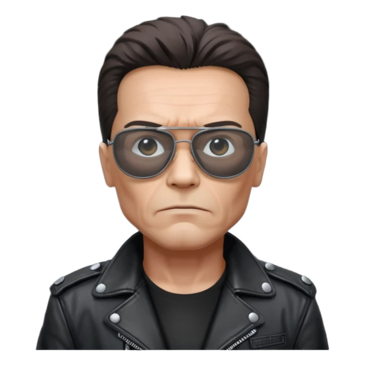 terminator shwartzneger looking only top in his black glasses and his black jacket sticker