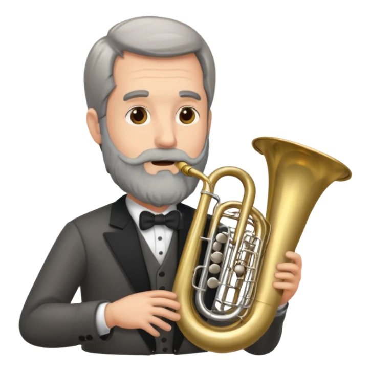 große Tuba, von gltzköpfigen graubärtigem Mann gespielt sticker