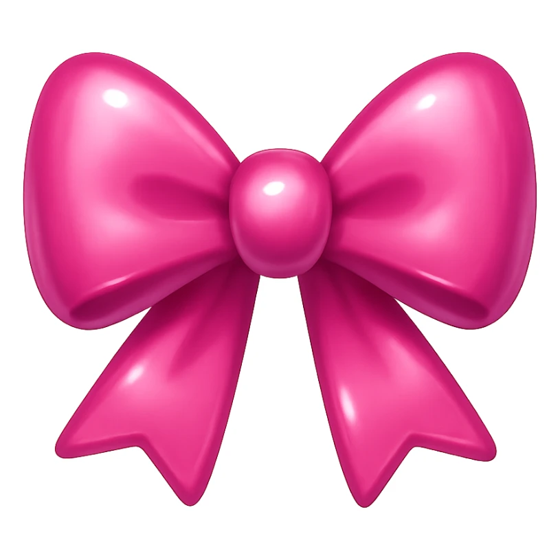 pink bow emoji, cute and shiny, with a gradient effect sticker