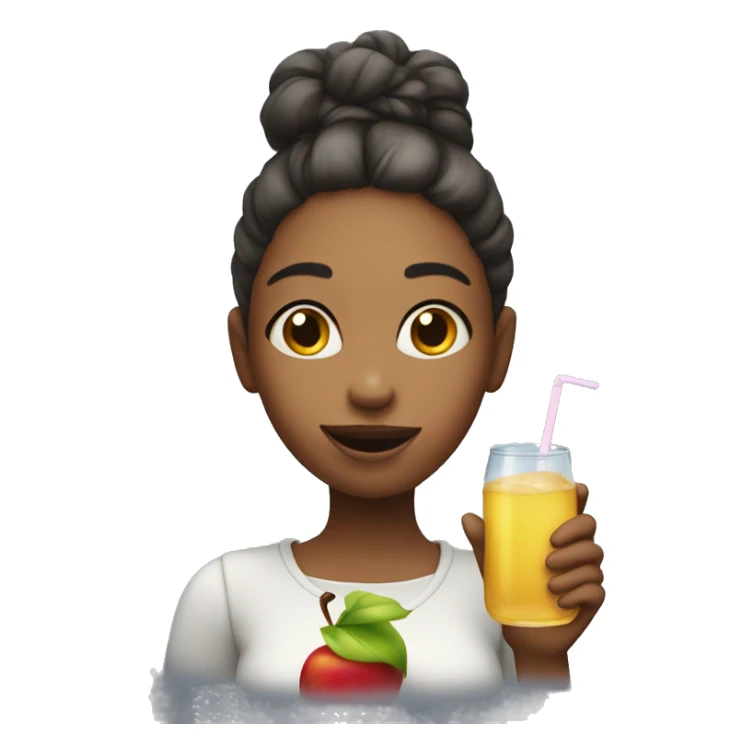 silly girl holding apple juice  sticker