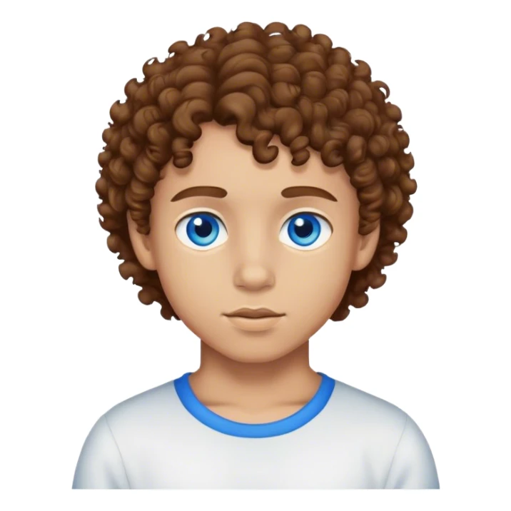 light skin boy with brown curly hair and blue eyes  sticker
