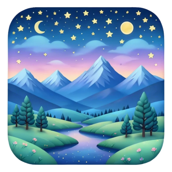 starry night landscape in shades of pastel  sticker