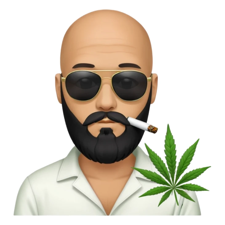 bald guy with a great black beard and matrix sunglasses smoking weed sticker