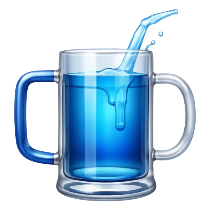 Large clear glass mug similar to beer stein with bright blue liquid inside. Put an upside down redbull can sticking out of the top of the mug sticker