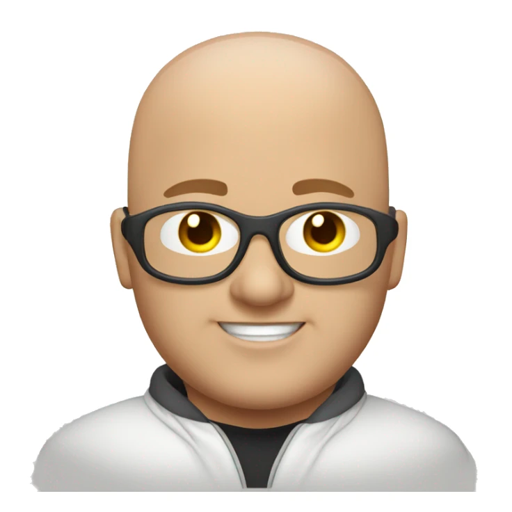 chubby bald man with goggles and white jacket close up with ear rings  sticker