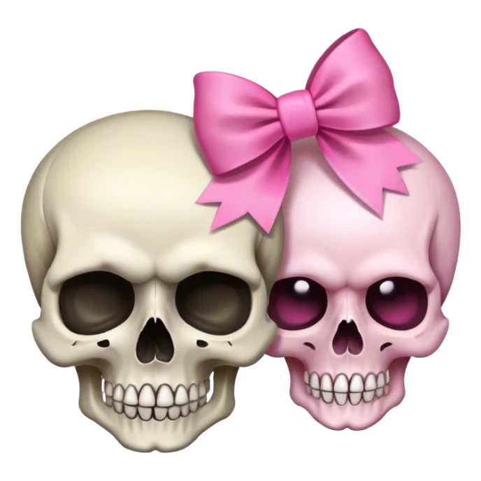 Skull with a pink bow with a male counterpart sticker