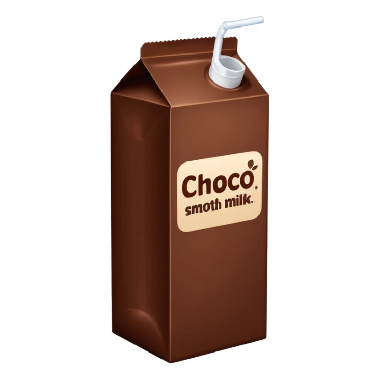 Tall thin chocolate milk carton with brown text that says "choco" sticker
