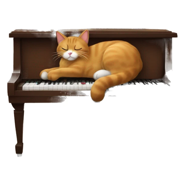 Brown cat sleep on the white fluffy chair near piano  sticker