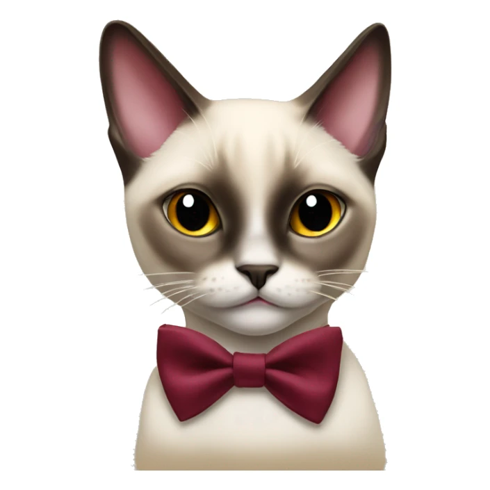 Siamese cat with Burgundy bow tie sticker