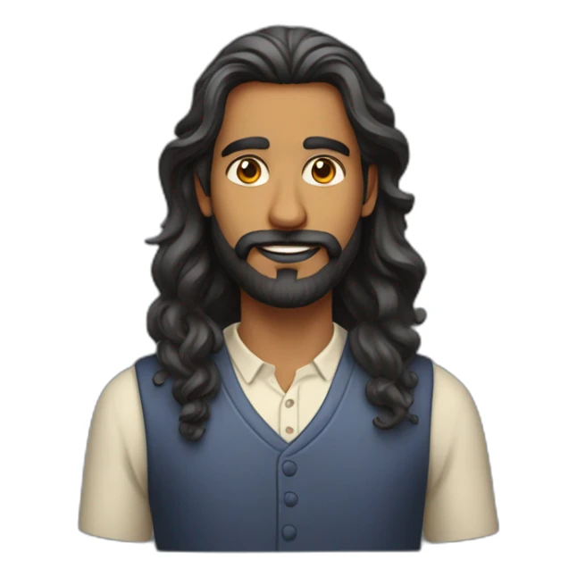 Indian man with long wavy hair and well groomed beard sticker