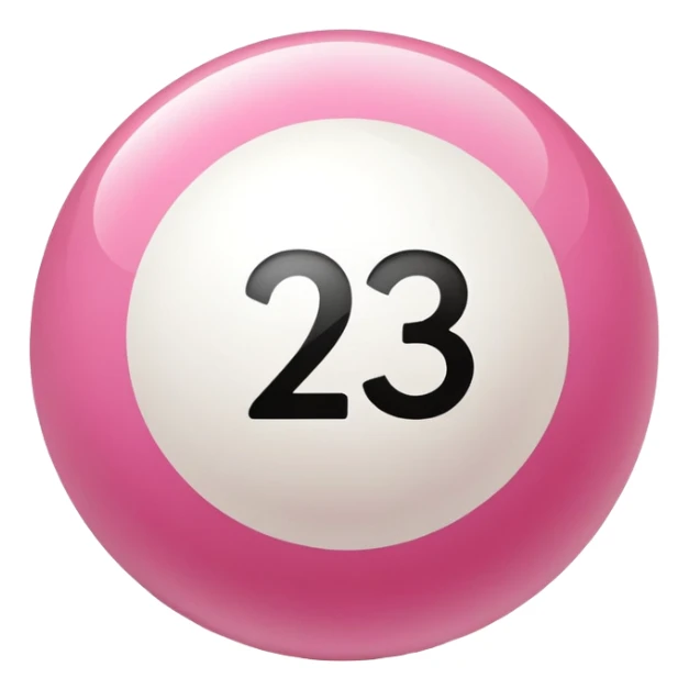 pink billiard ball with the number 23 inside a white circle sticker