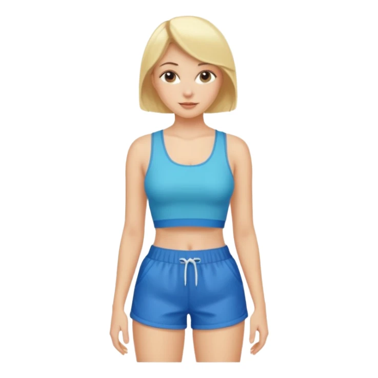 Haz una mujer,rubia,de piel blanca y con short y playera corta sin mangas con cara sexy sticker