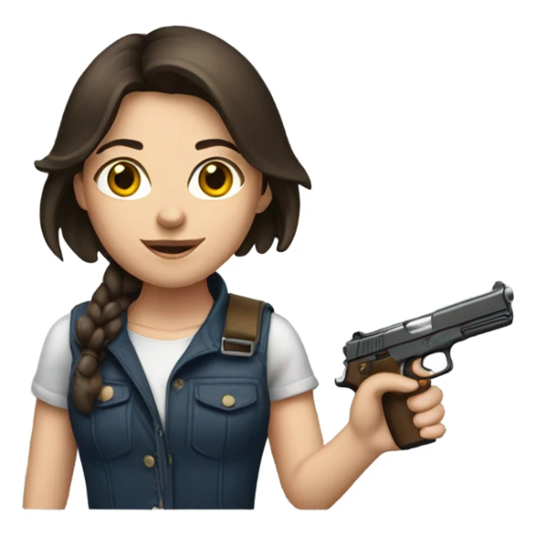 brunette white girl holding a gun  sticker