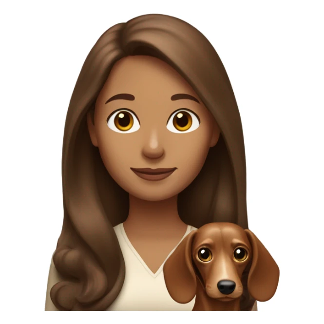 Brown haired woman with cream colored long haired dachshund sticker