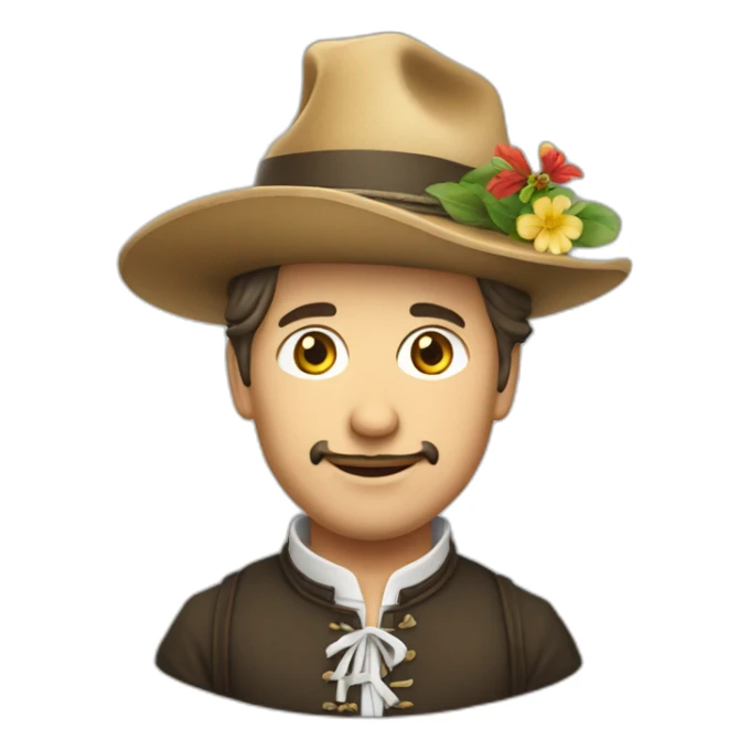 Swiss yang man in tracht suit with hat sticker