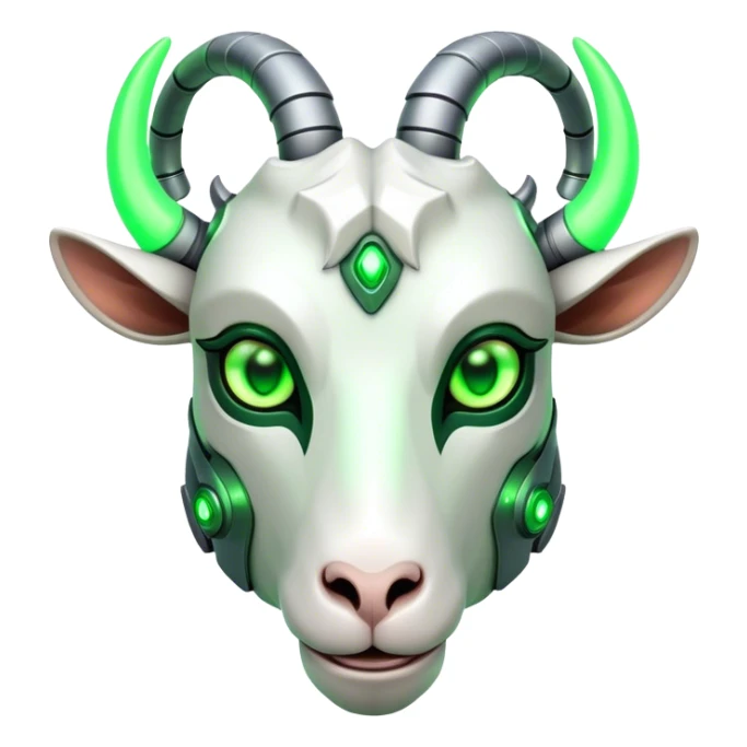 Cyborg Goat head green glowing eyes sticker